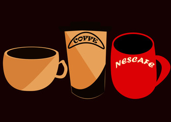 cups of coffee(cup,can and Nescafe mug)