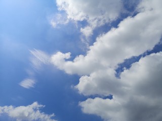 white clouds in the blue sky natural background beautiful nature environment space for write