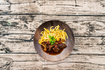 Home made Beef Bourguignon with Tagliatelle