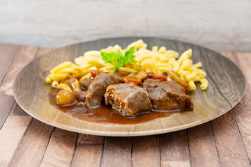 Home made Beef Bourguignon with Tagliatelle