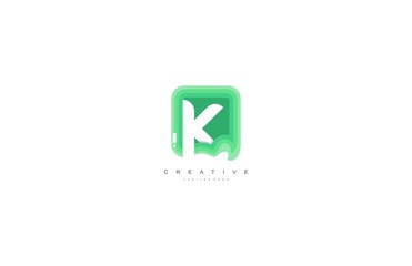 Initial Letter K Abstract Trendy Paper Art Style Logotype