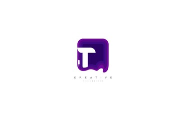 Initial Letter T Abstract Trendy Paper Art Style Logotype