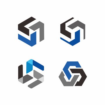 Geometric abstract hexagon icon logo design template vector illustration