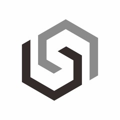 Geometric icon, two shape linked logo design template vector illustration