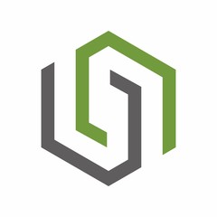 Geometric icon, two shape linked logo design template vector illustration