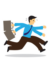 Stressed anxious businessman in a hurry running. Concept of urgency or deadline.