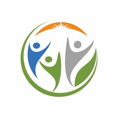 human figure, community, adopt, charity, support theme logo design template vector illustration