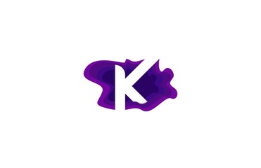 Letter K Paper Art Stylized Modern Typographic Logotype