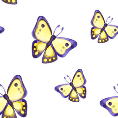 Watercolor hand painted provence village seamless pattern.