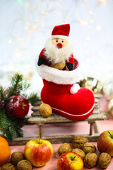 Nicholas boot with Santa Claus and decoration