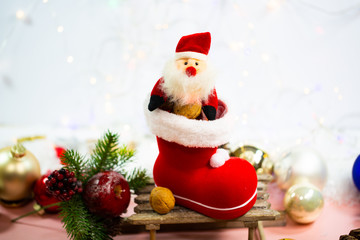 Nicholas boot with Santa Claus and decoration