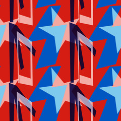 Fototapeta premium Abstract seamless geometric pattern orange blue