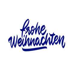 Obraz premium Merry Christmas German language. Vector Xmas greeting card ink calligraphy brush lettering.