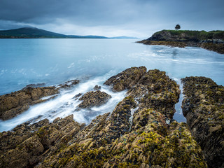 Rain and stormy weather at the coastline near bantry ireland