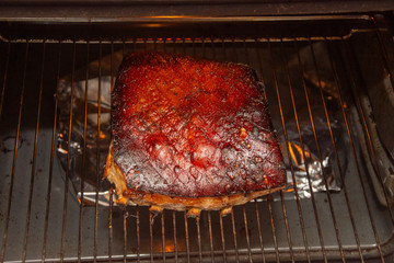 Big Piece of Slow Cooked Oven-Barbecued Pulled Pork
