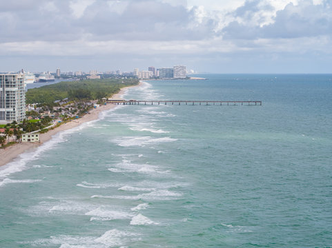Aerial photo Dania Beach fishing pier Florida USA