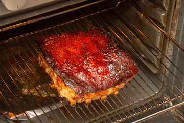 Big Piece of Slow Cooked Oven-Barbecued Pulled Pork