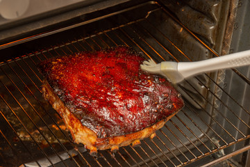 Big Piece of Slow Cooked Oven-Barbecued Pulled Pork
