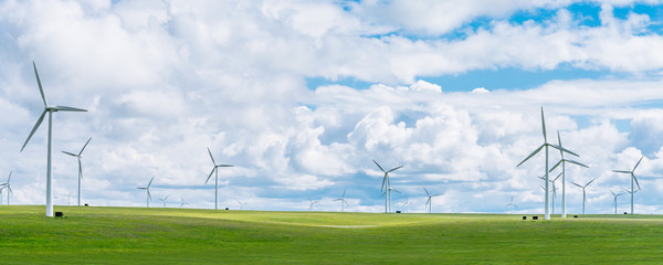 Wind farms on the grassland of Huitengxile, Inner Mongolia, China