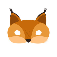 illustration of a cartoon red-haired squirrel carnival mask of a forest animal. mask on the eyes of a masquerade. vector