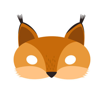 illustration of a cartoon red-haired squirrel carnival mask of a forest  animal. mask on the eyes of a masquerade. vector Stock Vector | Adobe Stock