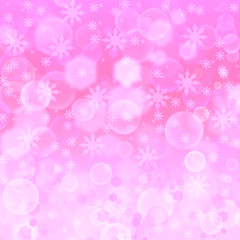 Christmas abstract background with bokeh, snowflakes, balls, Christmas and new year decor