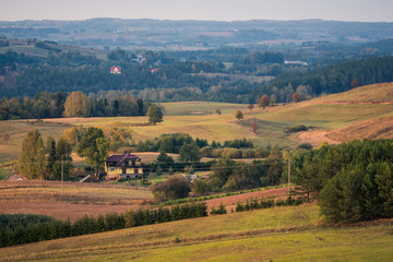 Fototapeta na wymiar Autumn view from Cisowa mountain in Suwalski landscape park, Podlasie, Poland