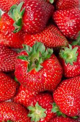 Closeup of a bowl of strawberries