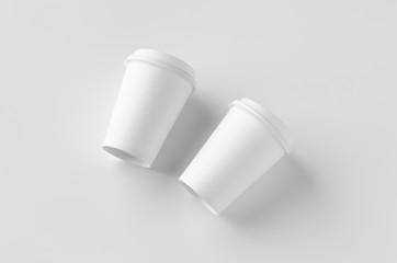 12 oz. white coffee paper cup mockup with lid.