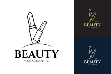 elegant women's beauty logo. lipstick symbol, vector illustration elements
