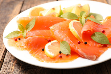 smoked salmon with lemon and basil