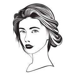 Girl's face and hairstyle Under the design concepts related to fashion and beauty