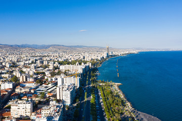 Aerial: The cityscape of Limassol