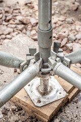 Elements of scaffolding on the reconstruction of the bridge.