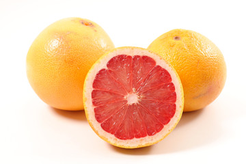 juicy red grapefruit and slices