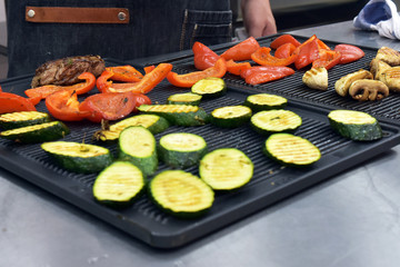 grilled vegetables on the grill before serving
