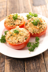 baked tomato with crumbs and herbs
