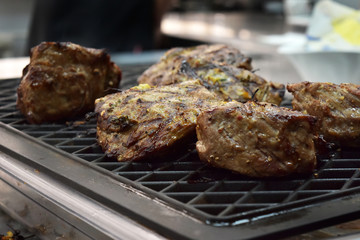 grilled beef steak after roasting