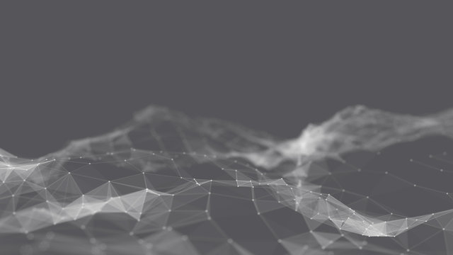 Futuristic technology and science abstract blue background with dots and triangles. Digital wallpaper. Business presentation concept.