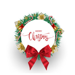 Christmas Border Set with Garland and Happy New Year banner Xmas sparkling lights garland with gifts box greeting cards, headers, website Objects viewed from above. Flat lay,Top view elements 