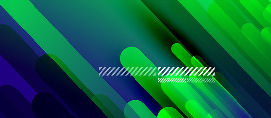 Obraz premium Flowing neon gradients geometric abstract background with straight lines and round tails. Fluid color pattern of color liquid gradient background for wallpaper, banner, background, card, landing page