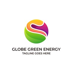Abstract Nature Green Globe Energy Concept Illustration Vector Template,