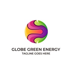 Abstract Nature Green Globe Energy Concept Illustration Vector Template,