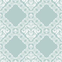 Orient vector classic pattern. Seamless abstract background with vintage elements. Orient light blue and white background. Ornament for wallpaper and packaging