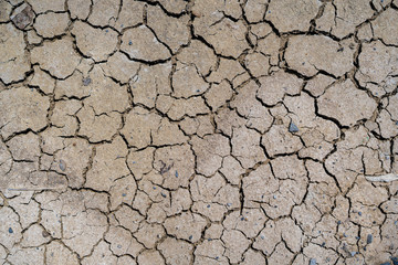 Beautiful texture of cracked dry ground in the countryside background.