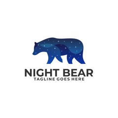 Night Bear Concept Designs Illustration Vector Template.
