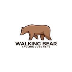 Walking Bear Concept Designs Illustration Vector Template.