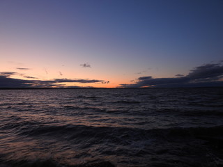 Fototapeta premium Sunset at Moscow Sea at Dubna in Russia in autumn