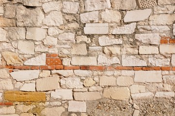 Muro di pietra e mattoni 
