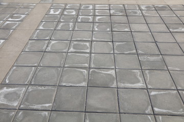alkali stain on the cement floor tile